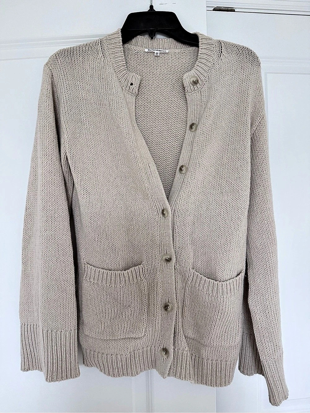 Reformation Nala Cotton Cashmere Cardigan Knit Cardigan in Beige Size XS